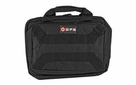 GPS Bags PC15 Pistol Case Black 600D Polyester with Mag Storage, Lockable Zippers & Cushioned Compartment Holds 1 Handgun