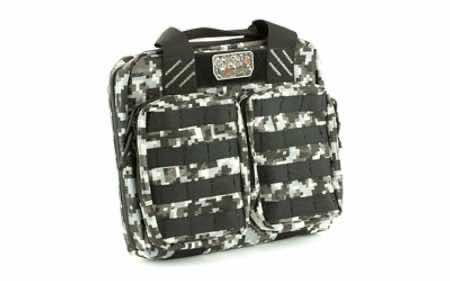 GPS Bags T1413PCG Double +2 Tactical Gray Digital 1000D Nylon Teflon Coating with Visual ID Storage System, Lockable YKK Zippers, MOLLE Webbing & Ammo Storage Pockets Holds UP To 4 Handguns