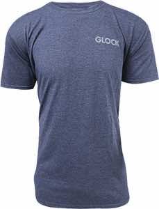 Glock AA75157 Pistol Flag Heather Navy Cotton/Polyester Short Sleeve Large Semi-Fitted