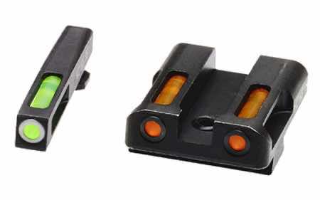 HiViz GLN429 LiteWave H3 Tritium/LitePipe Glock 45 ACP/10mm Sight Set Black | Green Tritium with White Outline Front Sight Orange Fiber Optic Rear Sight