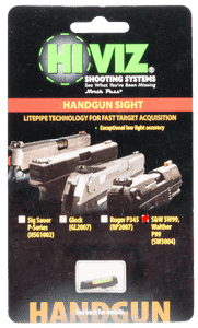 HiViz SW3004G Front Sight for Walther p99, PPQ, PPX and CCP Front Black | Green Fiber Optic