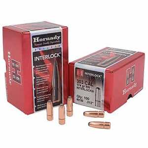 Hornady 3130 InterLock 303 Cal .312 174 gr Round Nose 100 Per Box/ 15 Case