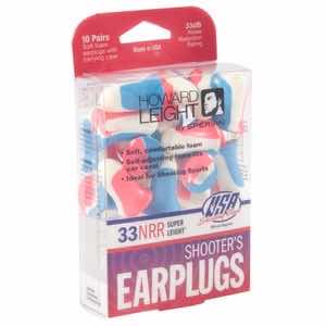 Howard Leight R01891 USA Shooters Earplugs Foam 33 dB In The Ear Red/White/Blue Adult 10 pair