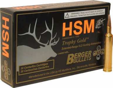 HSM 3006210VLD Trophy Gold Extended Range 30-06 Springfield 210 gr Berger Hunting VLD Match 20 Per Box/ 20 Case