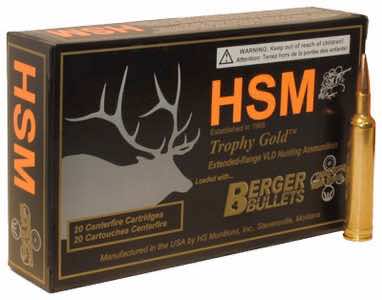 HSM 338LAP300OTM68 Trophy Gold Extended Range 338 Lapua Mag 300 gr Berger Hybrid Tactical Open Tip Match 20 Per Box/ 20 Case