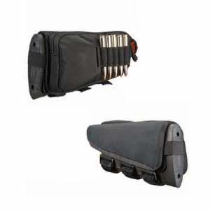 Hunters Specialties 01620 Buttstock Shell Holder W/Pouch Holds 5 Cartridges Black Polyester
