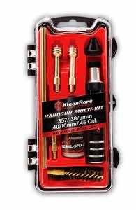 KleenBore HMK3845 Multi-Pistol Kit .38/ .40/ .45/ 9mm/ 10mm Handgun Black/Red