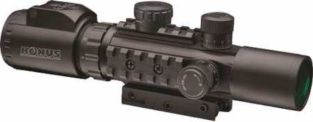 Konus 7170 KonusPro AS-34 Matte Black 2-6x28mm 34mm Tube Dual Illuminated Green/Red Engraved Mil-Dot Reticle Features Bubble Level