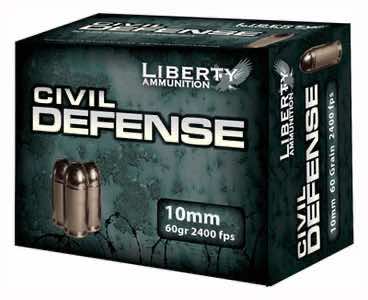 Liberty Ammunition LACD10032 Civil Defense 10mmAuto 60gr Lead Free Fragmenting Hollow Point 20 Per Box/50 Case