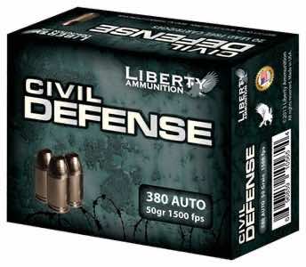 Liberty Ammunition LACD380023 Civil Defense 380ACP 50gr Lead Free Fragmenting Hollow Point 20 Per Box/50 Case