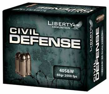 Liberty Ammunition LACD40012 Civil Defense 40 S&W 60 gr Lead Free Fragmenting Hollow Point 20 Per Box/ 50 Case