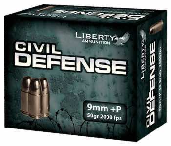 Liberty Ammunition LACD9014 Civil Defense 9mm Luger +P 50 gr Lead Free Fragmenting Hollow Point 20 Per Box/ 50 Case