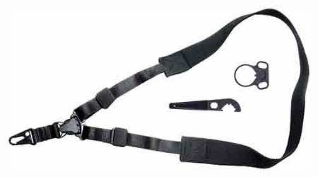 Outdoor Connection SPTK128408 A-Tac Sling made of Black Nylon Webbing with H-K Type Hook & Single-Point Design for Rifle/Tactical Shotgun Includes Adapter & Wrench