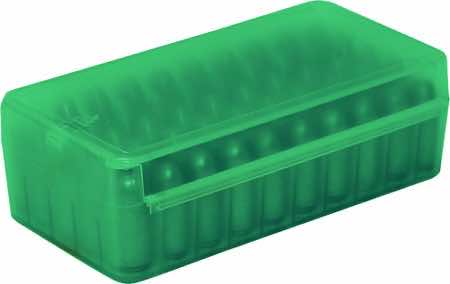 MTM Case-Gard P50SS4516 Side-Slide Ammo Box Pistol Multi-Caliber Handgun Clear Green Plastic 50rd