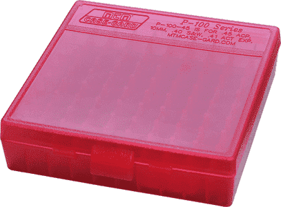MTM Case-Gard P100929 Case-Gard P-100 Multi-Caliber Handgun Clear Red Polypropylene 100rd
