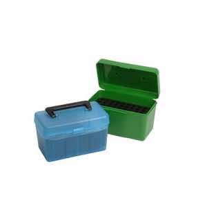 MTM Case-Gard H50RL10 Deluxe Ammo Box Round Handle Multi-Caliber Rifle, Green Polypropylene 50rd