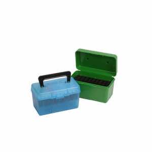 MTM Case-Gard H50RM24 Deluxe Ammo Box Rifle, Clear Blue Polypropylene, 50rd