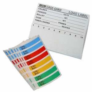 MTM Case-Gard LL1 Universal Reloading Labels Multi-Caliber Adhesive Paper 50 Load Labels & 48 Small Color Coded Labels