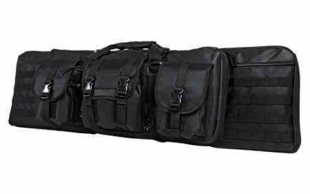 NcStar CVDC2946B42 VISM Double Carbine Case Heavy Duty PVC Nylon w/Padded Center Divider Lockable Zippers Exterior Pockets
