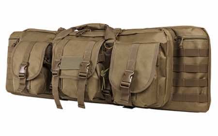 NcStar CVDC2946T36 VISM Double Carbine Case Tan PVC Nylon w/ Foam Padding Lockable Zippers Pockets & MOLLE Webbing