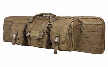 NcStar CVDC2946T42 VISM Double Carbine Case Tan PVC Nylon w/ Foam Padding Lockable Zippers Pockets & MOLLE Webbing