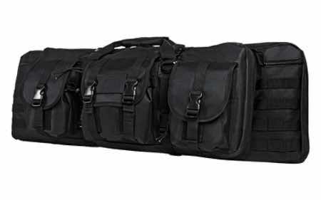 NcStar CVDC2946B36 VISM Double Carbine Case Black PVC Nylon w/ Foam Padding Lockable Zippers Pockets & MOLLE Webbing