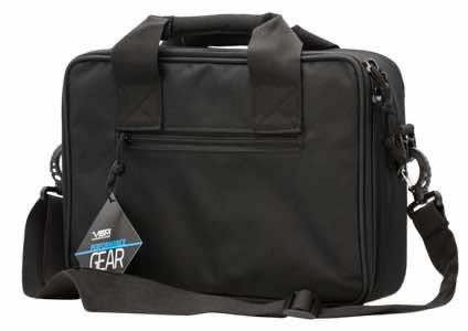 NcStar CPDX2971B VISM Double Pistol Range Bag w/ Mag Pouches Loop Fasteners Zippers Padding & Black Finish