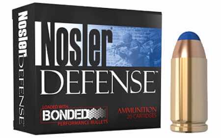 Nosler 38432 Defense Handgun 9mm Luger +P 124 gr Bonded Performance Jacketed Hollow Point 20 Per Box/ 10 Case