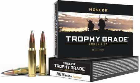 Nosler 60053 Trophy Grade 308 Win 165 gr Nosler Spitzer Partition 20 Per Box/ 10 Case