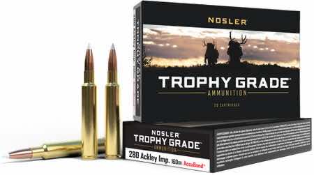 Nosler 60076 Trophy Grade 280 Ackley Improved 160 gr Nosler AccuBond 20 Per Box/ 10 Case