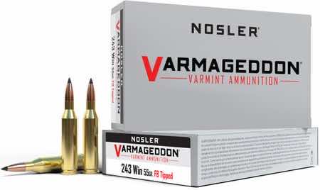 Nosler 65165 Varmageddon 243 Win 55 gr Flat Base Tipped 20 Per Box/ 10 Cs