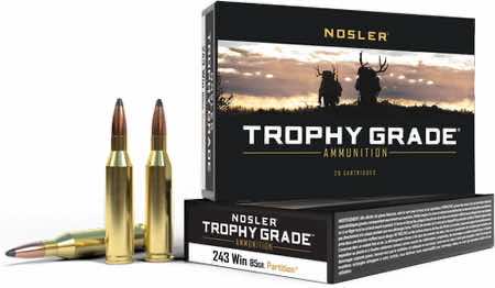 Nosler 60002 Trophy Grade 243Win 85gr Nosler Spitzer Partition 20 Per Box/10 Case