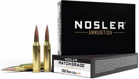 Nosler 60138 Match Grade RDF 260 Rem 130 gr RDF Hollow Point Boat Tail 20 Per Box/ 10 Case