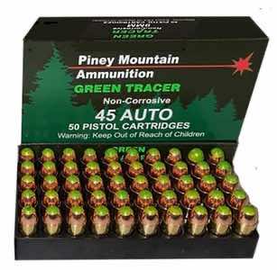 Supernova PMSN45ACG Green Tracer Non Corrosive 45 ACP 225 gr Full Metal Jacket 20 Per Box/ 50 Cs