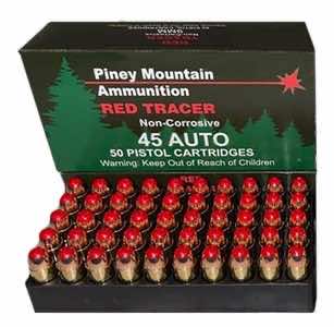 Supernova PMSN45ACR Red Tracer Non Corrosive 45 ACP 225 gr Full Metal Jacket 20 Per Box/ 50 Cs