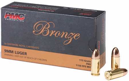 PMC 9A Bronze 9mmLuger 115gr Full Metal Jacket 50 Per Box/20 Case