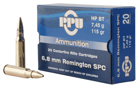 PPU PP68H Standard Rifle 6.8mm Rem SPC 115 gr Hollow Point Boat Tail 20 Per Box/ 50 Case