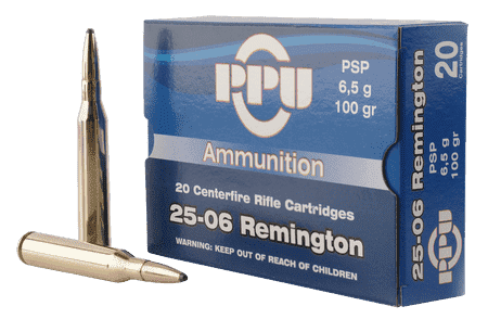 PPU PP2506P Standard Rifle 25-06 Rem 100 gr Pointed Soft Point 20 Per Box/ 10 Case
