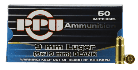 PPU PPB9L Blank Ammo 9mm Luger 50 Per Box/ 20 Case