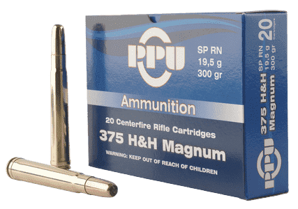 PPU PP375S Standard Rifle 375 H&H Mag 300 gr Soft Point Round Nose 10 Per Box/ 20 Case