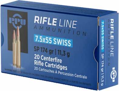 PPU PP7SS Metric Rifle 7.5x55mm Swiss 174 gr Soft Point 20 Per Box/ 10 Case