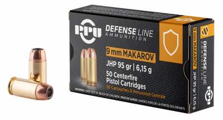 PPU PPD9M Defense 9x18 Makarov 95 gr Jacket Hollow Point 50 Per Box/ 20 Case