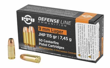 PPU PPD91 Defense 9mm Luger 115 gr Jacket Hollow Point 50 Per Box/ 20 Case