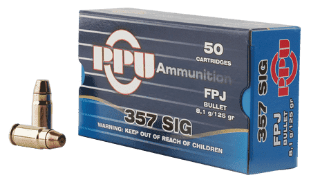 PPU PPH357S Handgun 357 Sig 125 gr Flat Point Jacketed 50 Per Box/ 20 Case
