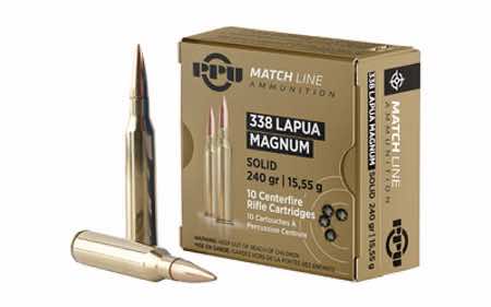 PPU PPM338 Match 338 Lapua Mag 240 gr Copper Solid 10 Per Box/ 20 Case