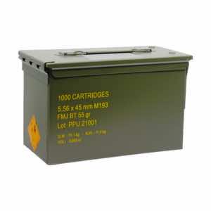 PPU PPRM5561M Rangemaster 5.56x45mm NATO 55 gr Full Metal Jacket Boat Tail/ 1000rds *Sold by Case *Includes Metal Can