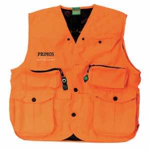 Primos 65704 Gunhunter's Hunting Vest 2XL Blaze Orange Features Compass & LED Light
