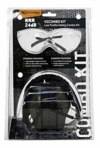 Pyramex VGCOMBO110 Low-Profile Combo Kit Scratch Resistant Clear Lens & Frame with Rubber Temple Tips Gray Low-Profile Earmuffs