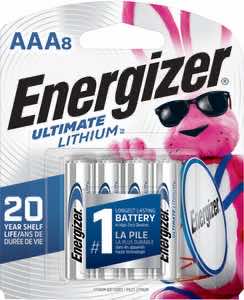 Energizer L92SBP8H3 AAA Ultimate Lithium Silver 1.5V Lithium, Qty (8) Single Pack