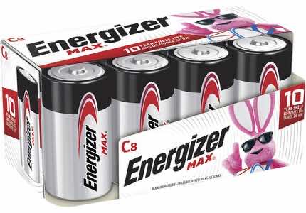 Energizer E93FP8 MAX C Batteries Alkaline 1.5 Volts, Qty (12) 8 Pack